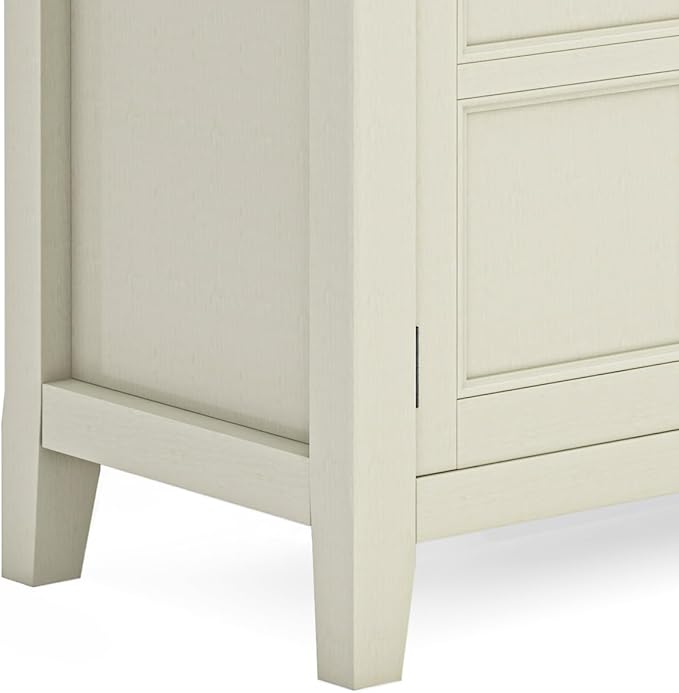 SIMPLIHOME Burlington SOLID WOOD 72 Inch Wide Transitional TV Media Stand in Antique White for TVs up to 80 Inches, For the Living Room and Entertainment Center