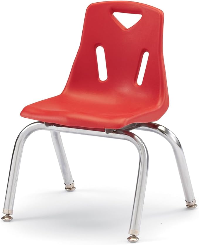 Jonti-Craft Berries 8142JC1008 Stacking Chair with Chrome-Plated Legs, 12" Height, Red