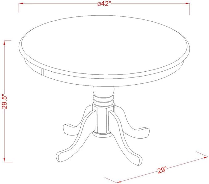 East West Furniture HLIP5-BMK-W 5 Piece Dining Room Furniture Set Includes a Round Kitchen Table with Pedestal and 4 Dining Chairs, 42x42 Inch, Buttermilk & Cherry