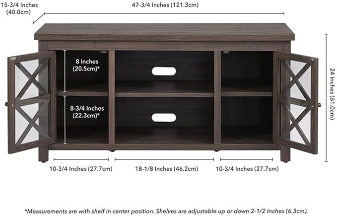 Henn&Hart Rectangular TV Stand for TV's up to 55" in Alder Brown, TV Stands for the Living Room