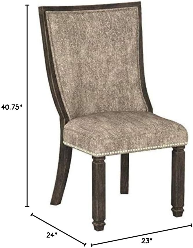 Signature Design by Ashley Tyler Creek Urban Farmhouse Upholstered Dining Chair, 2 Count, Almost Black