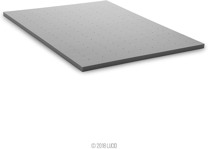 Lucid 2 Inch Bamboo Infused Memory Foam Mattress Topper - Queen Size – Cooling Ventilation – Pressure Relieving Bed Topper - Mattress Pad – CertiPur Certified