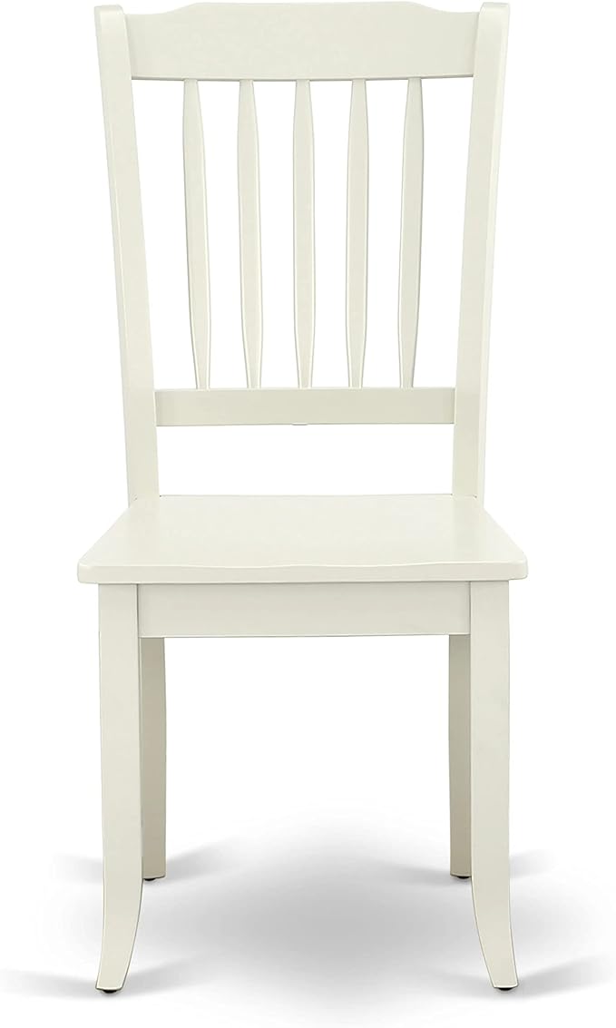 East West Furniture SUDA5-LWH-W 5 Piece Dining Room Furniture Set Includes a Round Kitchen Table with Dropleaf & Shelves and 4 Dining Chairs, 42x42 Inch, Linen White