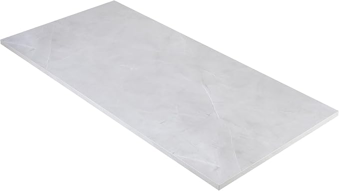 Kaboon Universal Tabletop 55"x27.5", Solid One-Piece Melamine Table Top, Double Desk L-Desk DIY, Home and Office Countertop, White Rock