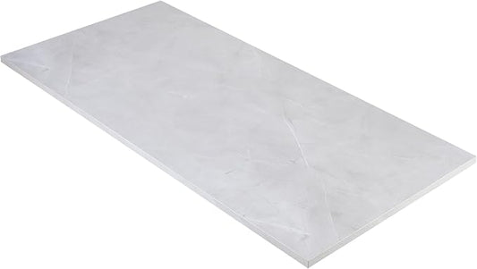 Kaboon Universal Tabletop 55"x27.5", Solid One-Piece Melamine Table Top, Double Desk L-Desk DIY, Home and Office Countertop, White Rock