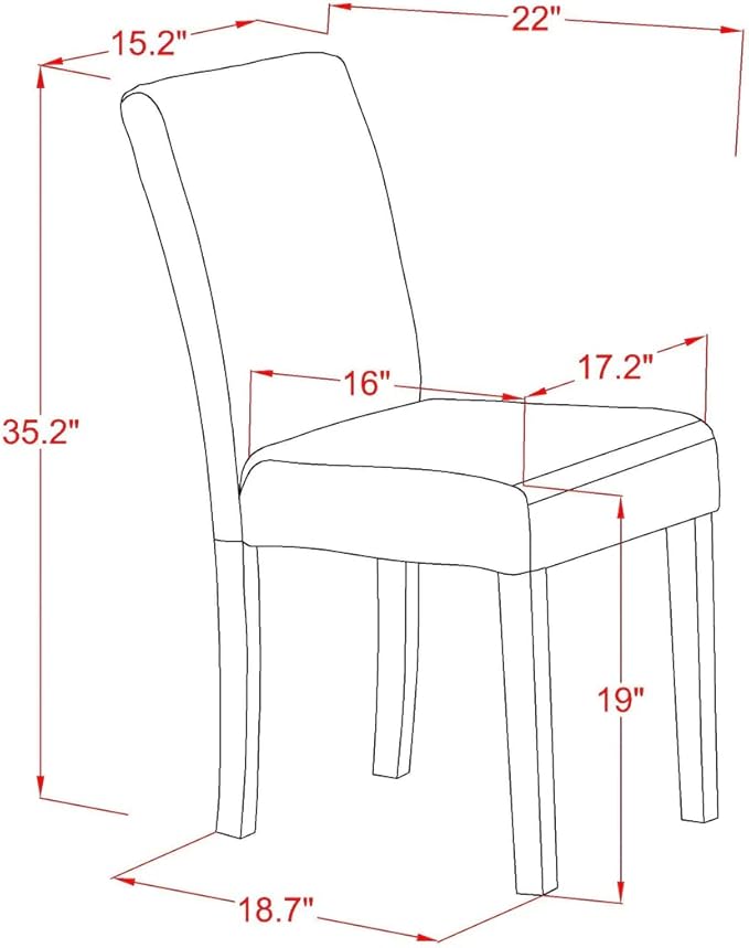 East West Furniture DUAB5-MAH-72 5 Piece Dinette Set for 4 Includes a Rectangle Dining Table and 4 Firebrick Red Faux Leather Parson Dining Room Chairs, 36x60 Inch, Mahogany