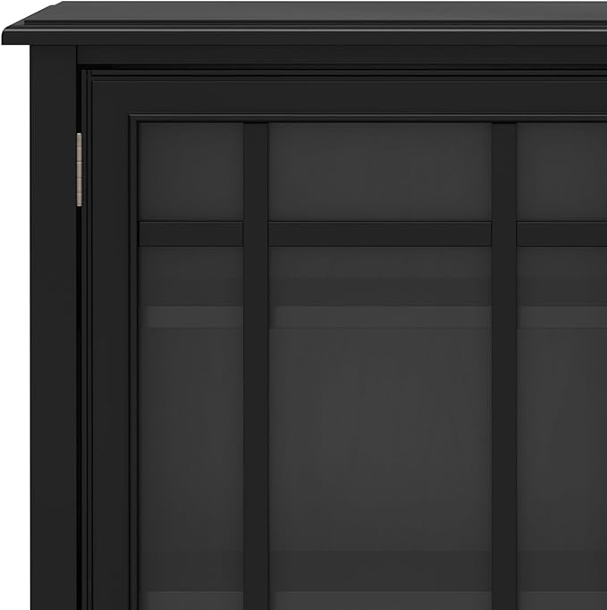 SIMPLIHOME Connaught SOLID WOOD 46 inch Wide Traditional Tall Storage Cabinet in Black for the Living Room, Entryway and Family Room