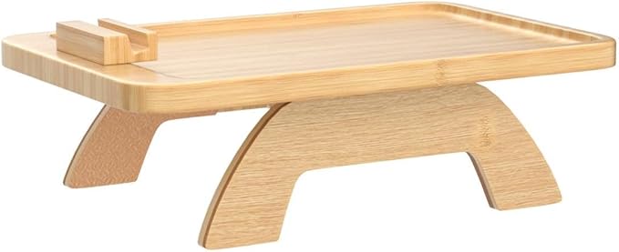 SINWANT Couch Arm Tray,Bamboo Sofa Clip on Side Table,Foldable Couch Armrest Table with 360° Phone Holder,Food Trays for Eating/Drinks/Snacks/Remote