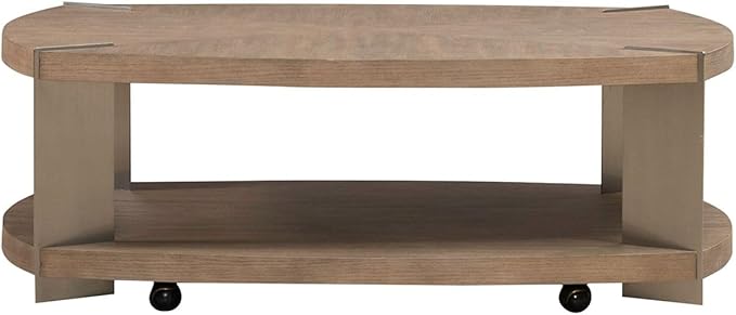 Liberty Furniture Harlow Living Room Oval Cocktail Table - Sandstone & Satin Nickel