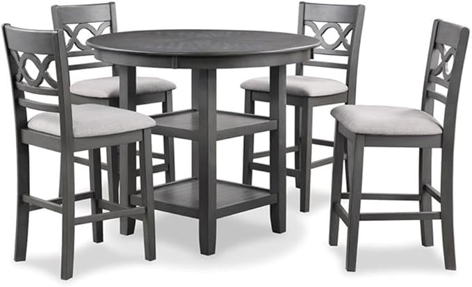 New Classic Furniture Cori 5-Piece Counter Dining Table Set, Gray