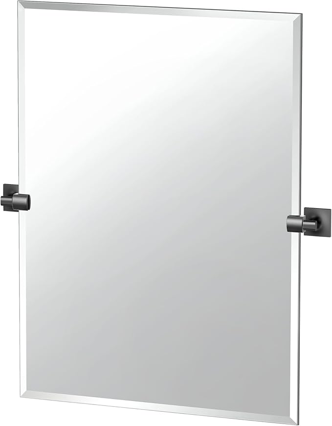 Gatco 5589MXS Waterline Frameless Rectangle Mirror, 31.5 Inch, Matte Black