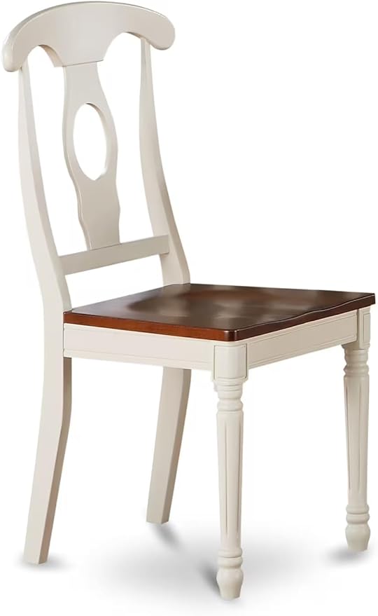 East West Furniture MZKE5-WHI-W 5 Piece Dining Set Includes a Rectangle Dining Room Table with Dropleaf and 4 Wood Seat Chairs, 36x54 Inch, Buttermilk & Cherry