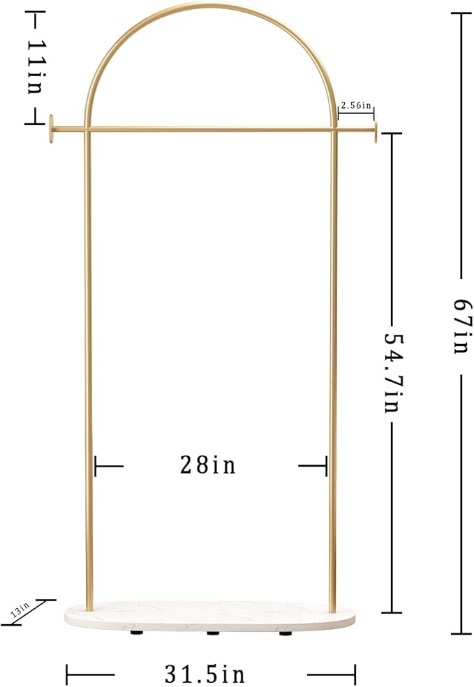 Gold Clothing Rack, Modern Clothes Rack with Shelf, Heavy Duty Freestanding Coat Rack, Metal Coat Hanger Stand with Hooks for Boutique Office