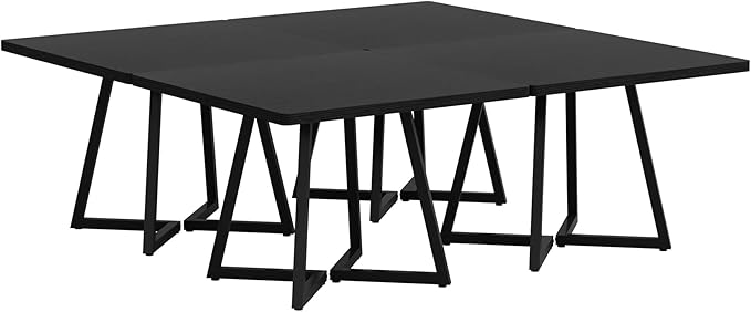 Tribesigns Square Dining Table for 10, 31.5" Industrial Dinner Table with Metal Base, Kitchen Table for Dining Room, Small Space, Apartment, Black