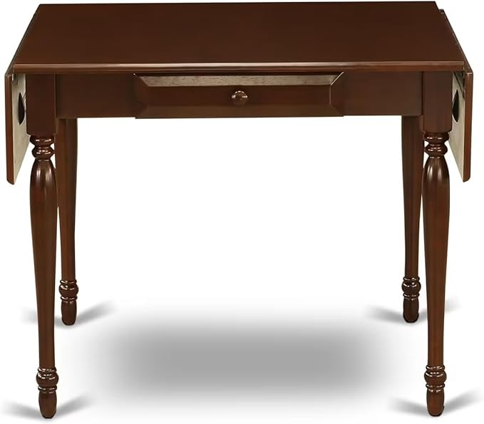 East West Furniture MZNO3-MAH-C 3 Piece Dinette Set for Small Spaces Contains a Rectangle Dining Table with Dropleaf and 2 Linen Fabric Dining Room Chairs, 36x54 Inch, Mahogany