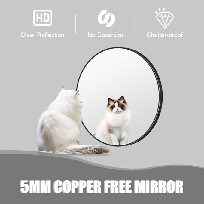 34inch Bathroom Round Mirror,Wall Mounted Vanity Mirror,Steel Frame,Black,Steel Frame