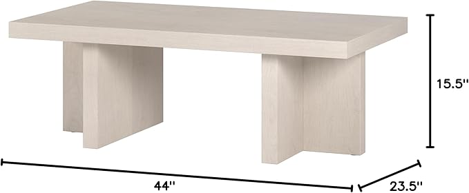 Henn&Hart Dimitra Coffee Table, 44" Wide, White