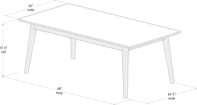 Plank+Beam 48 Inch Mid Century Modern Coffee Table, Wood Coffee Tables for Living Room, Rectangular Center Table, Occasional Table for Small Spaces, Pecan