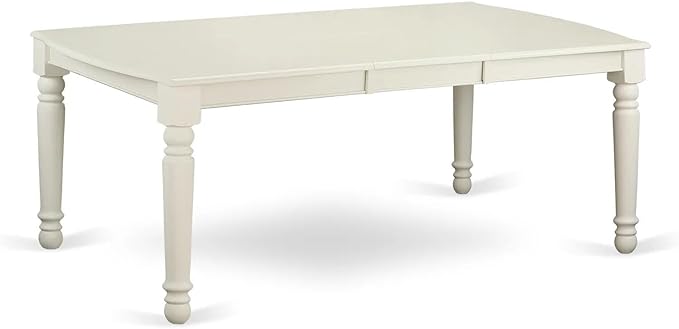 East West Furniture LGDA5-LWH-22 5 Piece Dining Room Set Consists of a Rectangle Dining Table with Butterfly Leaf and 4 Polyester Fabric Chairs, linen white