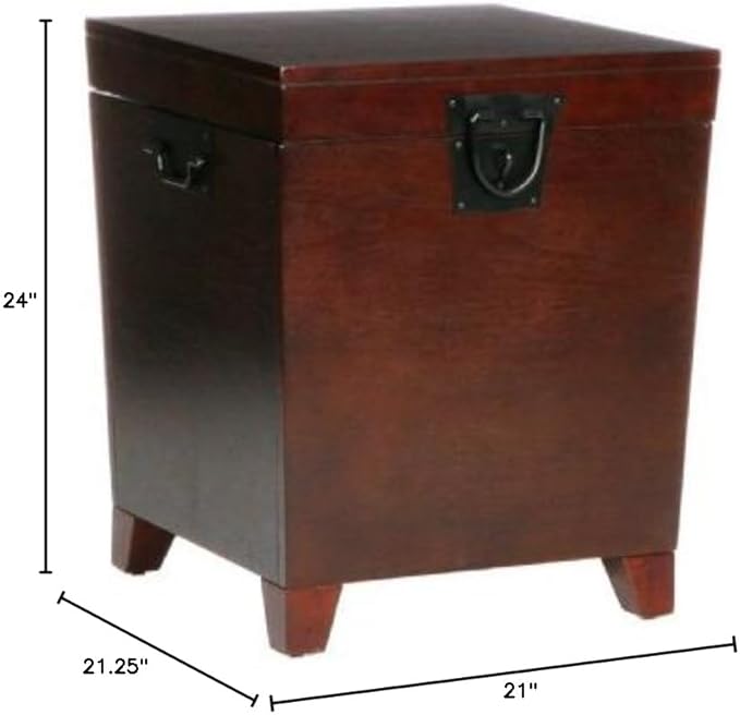 SEI Furniture Pyramid Storage Trunk End Table, Espresso