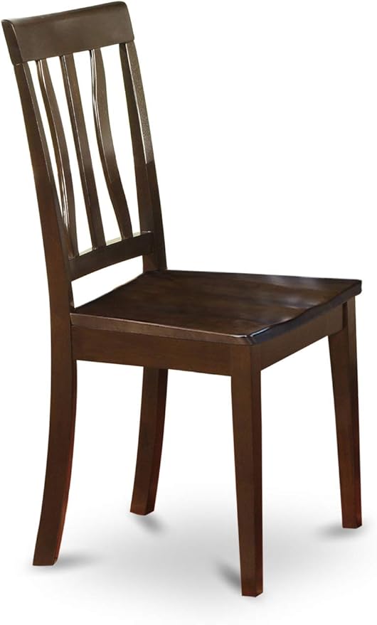 East West Furniture ANTI5-CAP-W 5 Piece Dinette Set for 4 Includes a Round Kitchen Table with Pedestal and 4 Dining Chairs, 36x36 Inch, Cappuccino