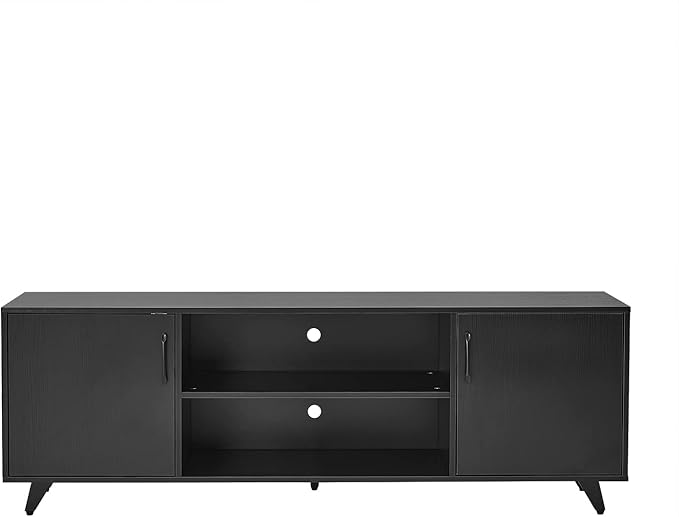 Panana TV Stand for TV up to 50 Inches, 2 Doors Entertainment Center with Open Shelves Storage, TV Console Unit for Living Room Bedroom (Black)