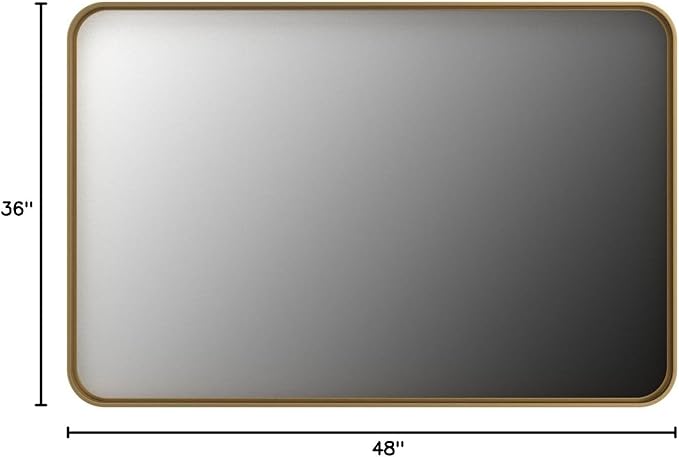 TokeShimi 48x36 Inch Brushed Gold Bathroom Vanity Mirror for Wall with Non-Rusting Aluminum Alloy Metal Frame Rounded Corner for Farmhouse Modern Home Decor (Horizontal/Vertical)