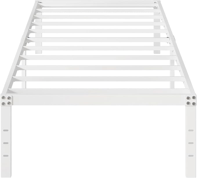 16 Inch White Twin XL Bed Frames, Metal Platform Twin XL Bed Frame with High Storage, Eassy Assembly 2,500 lbs Heavy Duty Bedframes