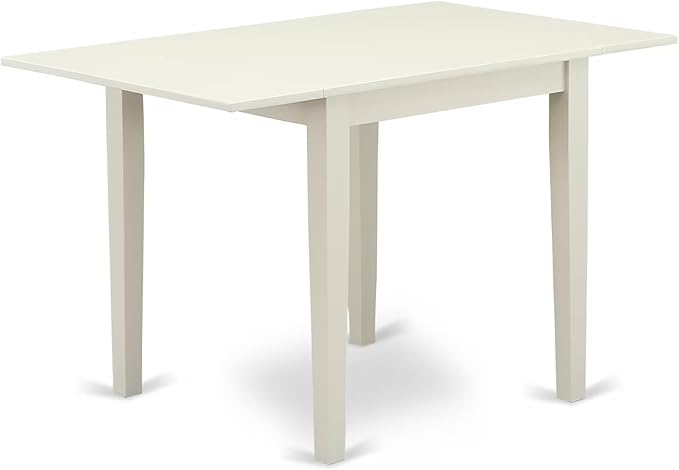 East West Furniture 1NDEN3-LWH-06 3 Piece Dining Table Set Contains a Rectangle Dinner Table with Dropleaf and 2 Dark Shitake Linen Fabric Upholstered Chairs, 30x48 Inch, Linen White