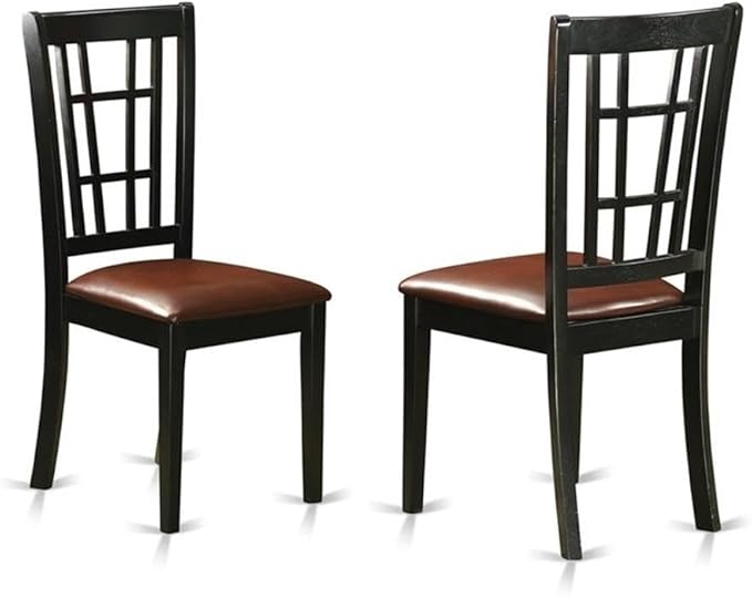 East West Furniture LGNI9-BCH-LC 9 Piece Modern Dining Table Set Includes a Rectangle Wooden Table with Butterfly Leaf and 8 Faux Leather Upholstered Chairs, 42x84 Inch, Black & Cherry