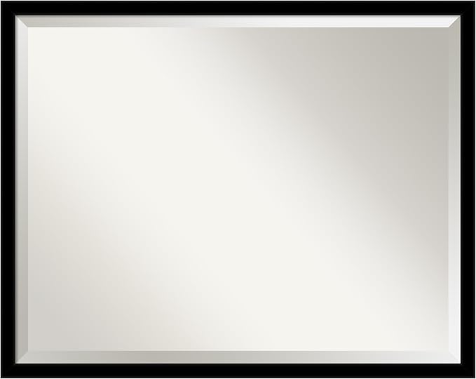 Amanti Art Black Bathroom Mirror for Over Sink, 24x30 Jet Black Rectangle Vanity Mirror, Large Modern Contemporary Frame, Hangs Horizonally and Vertically, Bathroom Wall Decor, Beveled Edge