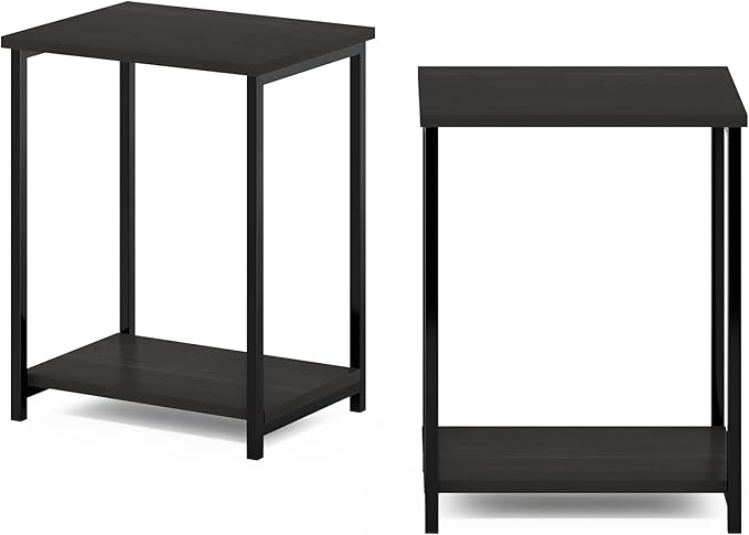 Furinno Simplistic Metal Frame End Table, 2-Pack, Espresso