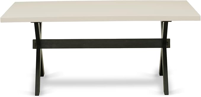 East West Furniture X627EL635-5 5 Piece Dining Room Table Set Includes a Rectangle Dining Table with X-Legs and 4 Doeskin Linen Fabric Upholstered Chairs, 40x72 Inch, Multi-Color