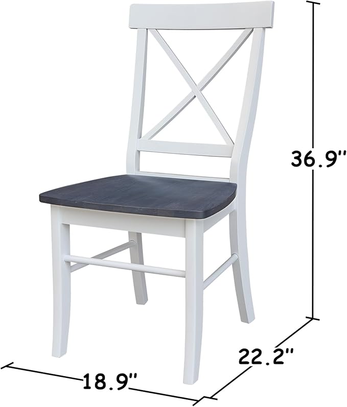 Set of Two X-Back Dining Chairs, White/Heather Gray