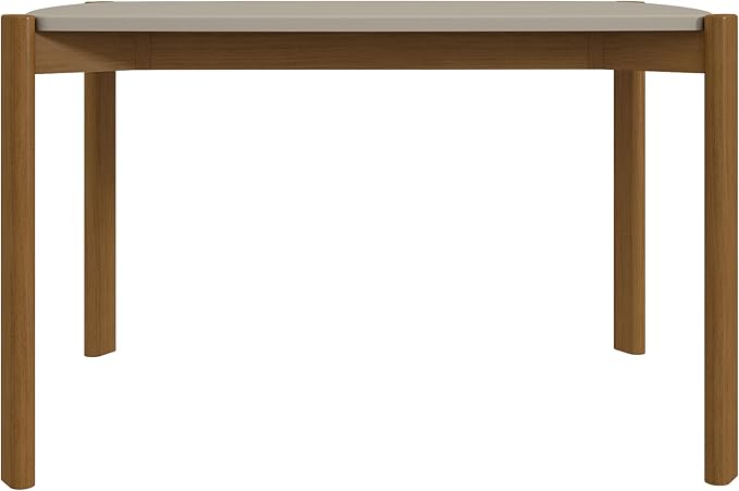 Manhattan Comfort Gales 47-Inch Mid Century Modern Dining Table for 2-4 Person, Unique Minimalist Home Furniture with Solid Eucalyptus Wood Legs, Off White