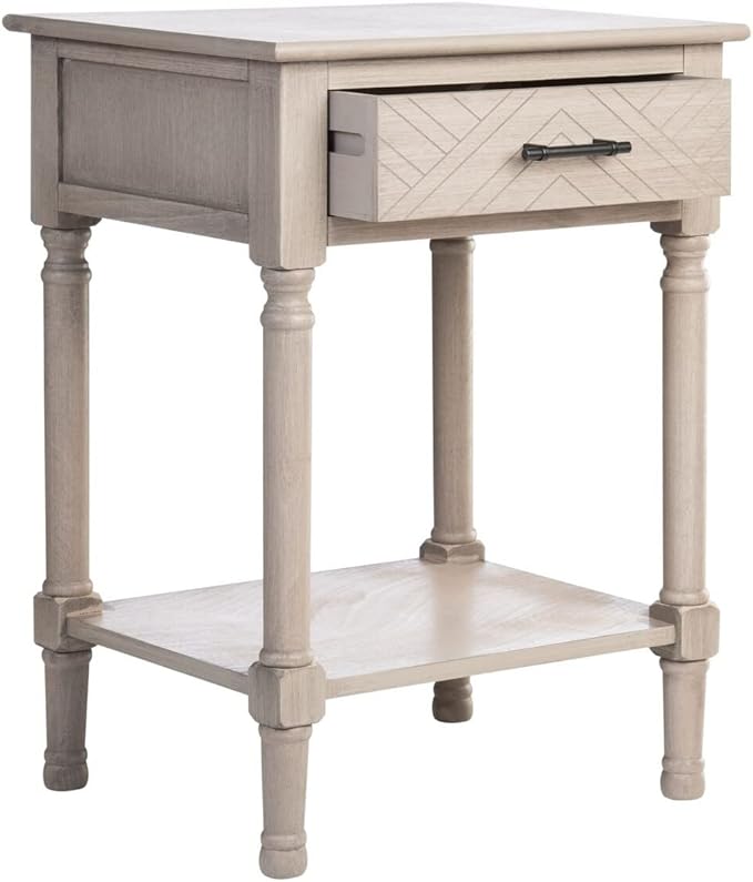 SAFAVIEH Home Collection Peyton Greige 1-Drawer Lower Shelf Accent Table ACC5704D