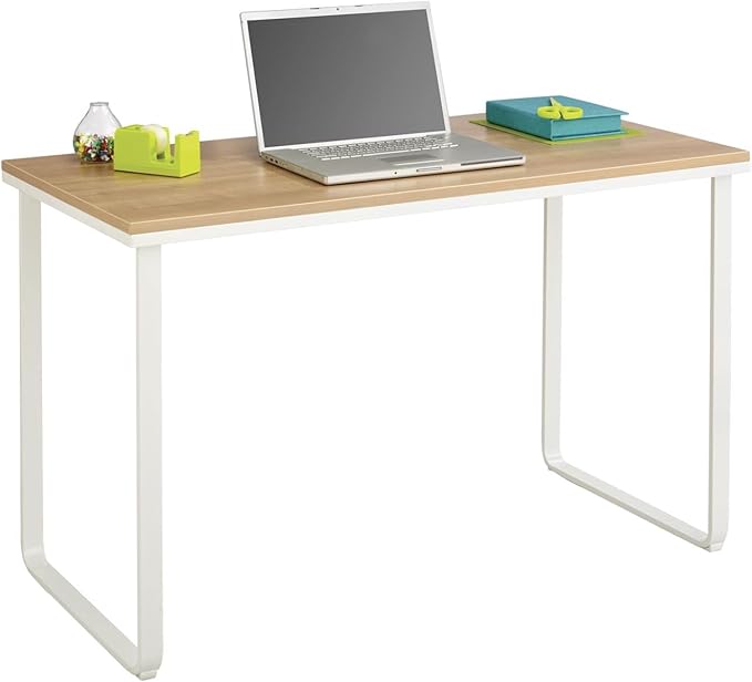 Safco Simple Design Table Desk with Sled Base, , Beech Top White Legs (1943BHWH)