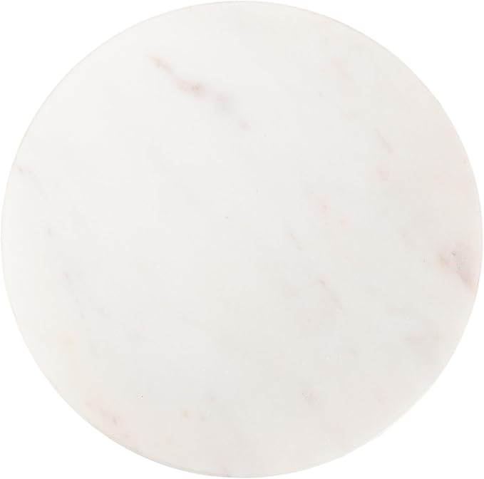 Kate and Laurel Helio Modern Round Drink Table, 8 x 8 x 24, White and Gray Gunmetal, Natural Marble Cocktail Table for Small Spaces and Use as Small Plant Stand or Nightstand