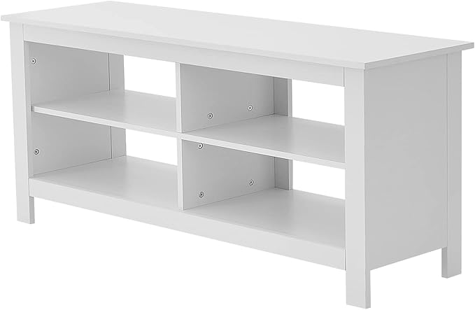 Panana Modern TV Stand with 4 Open Shelves 55inch Entertainment Center for TVs up to 65inch Medial TV Console Table Cabinet for Living Room (White)