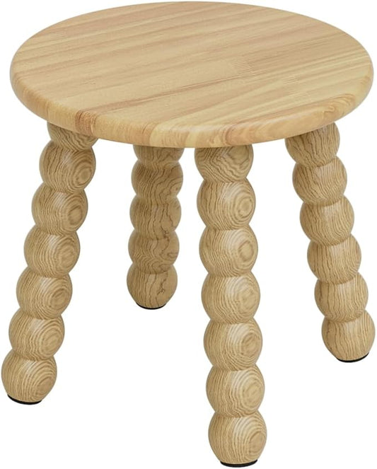 Masupu Solid Wooden Step Stool for Adults Kids, 11 inch Small Foot Stool, Non-Slip One Step Stool, Sturdy Foot Stool for Bathroom, Bedroom, Kichen, Plant Stand(Natural)