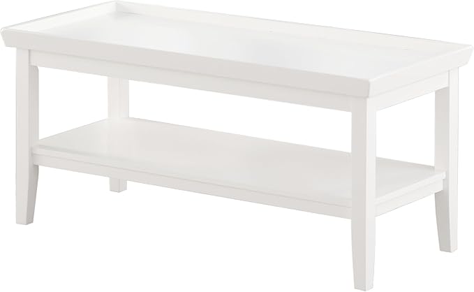 Convenience Concepts Ledgewood Coffee Table 42" - Modern Center Room Accent with Storage Shelf for Transitional, Traditional Living & Family Room, White
