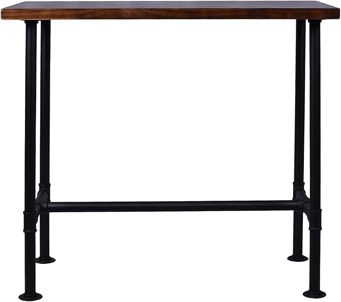 Diwhy DIY Industrial Design Pipe Dining Table Casual Pub BAR Laptop Table Modern Studio Wood and Metal Rectangular Dining Table homeoffice Desk Breakfast high bar Table Walnut Desktop 47.3" × 23.6"