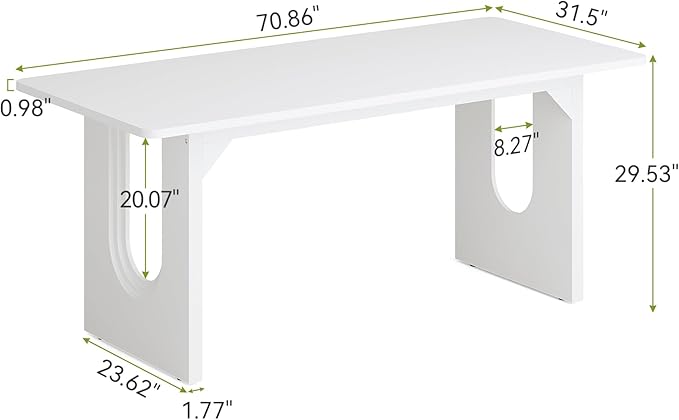 LITTLE TREE 70.8-Inch Home Office Desk, White Computer Desk with Storage, Study Writing Work Desk for Home Office, Spacious Modern Simple Desk,White