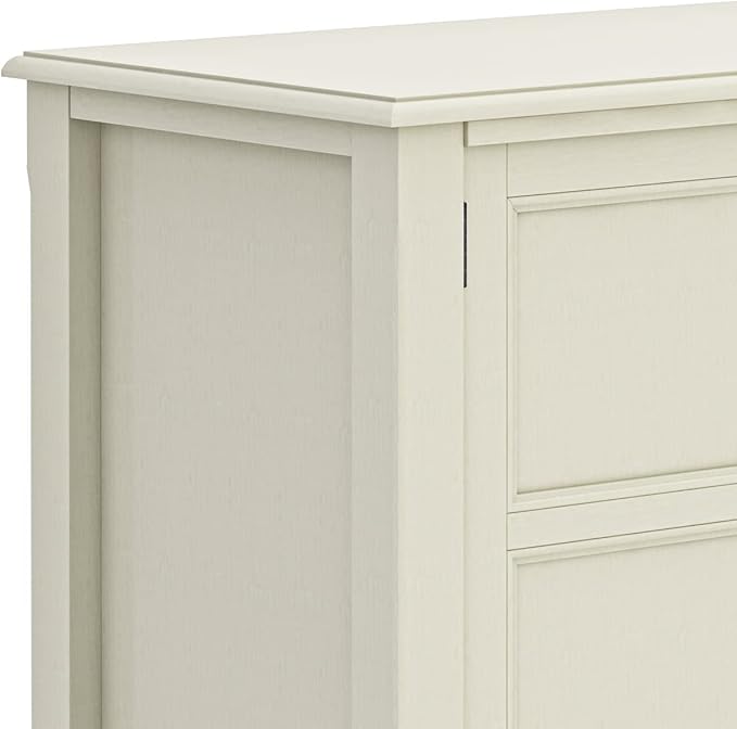 SIMPLIHOME Burlington SOLID WOOD 72 Inch Wide Transitional TV Media Stand in Antique White for TVs up to 80 Inches, For the Living Room and Entertainment Center