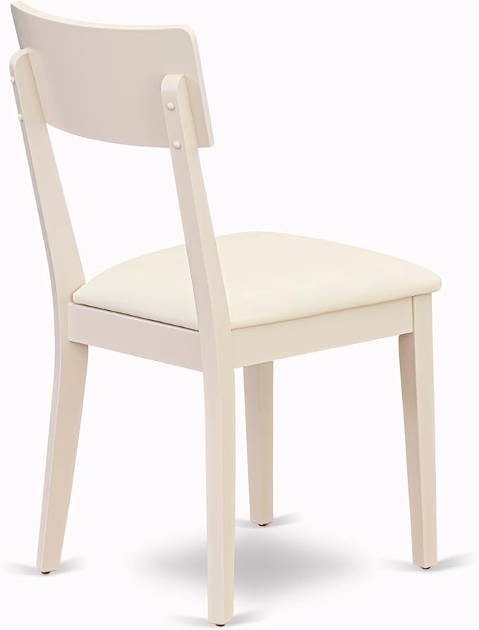 East West Furniture CAAD7-LWH-LC 7 Piece Dining Table Set Consist of a Rectangle Wooden Table and 6 Faux Leather Dining Room Chairs, 36x60 Inch, Linen White