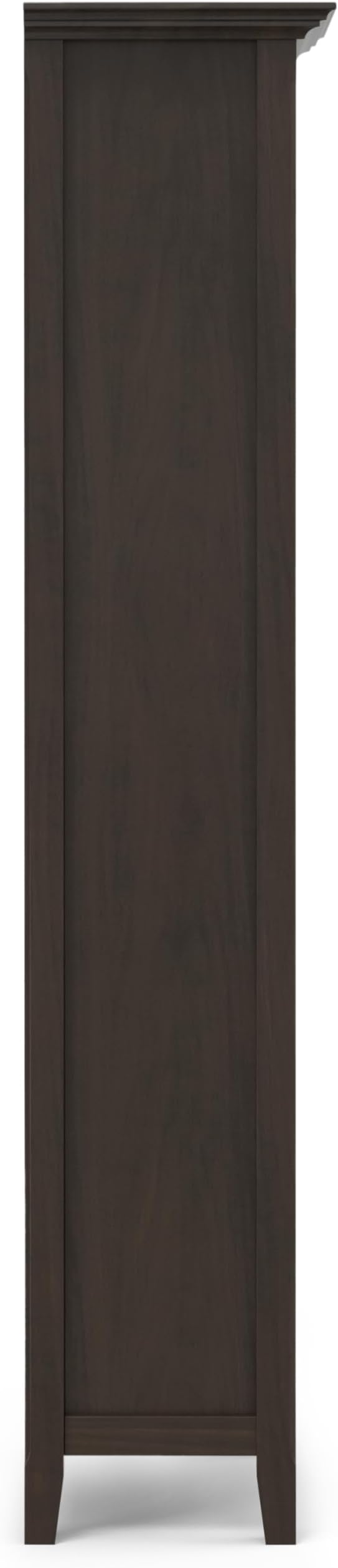 SIMPLIHOME Amherst Bookcase - 70 inch Tall 5-Shelf Solid Wood Bookshelf in Hickory Brown, Transitional Storage for Living Room, Study Room or Office with Adjustable Shelves and Tapered Legs