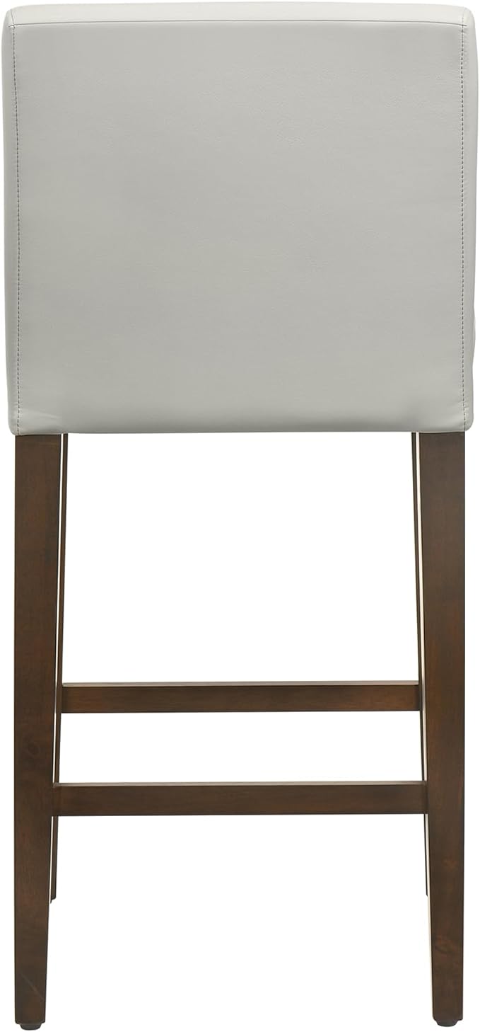 CHITA Counter Height Bar Stools Set of 2, 27" H Seat Height Upholstered Barstools, PU Leather in Creamy Grey