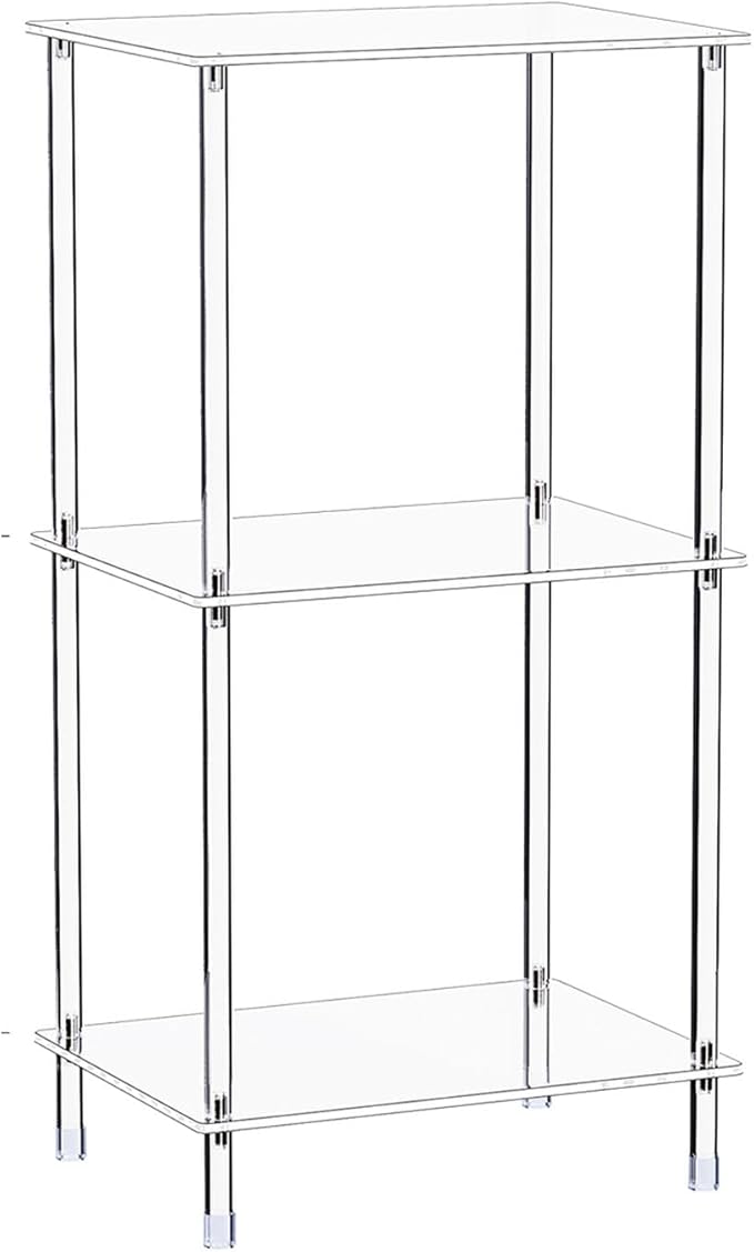 Clear Acrylic Side Table, 15.7" L x 11.8" W x 30.7" H, 3-Tier End Table for Living Room, Small Modern Bedside Tables Nightstand for Bedroom, Home Decor Accent Table