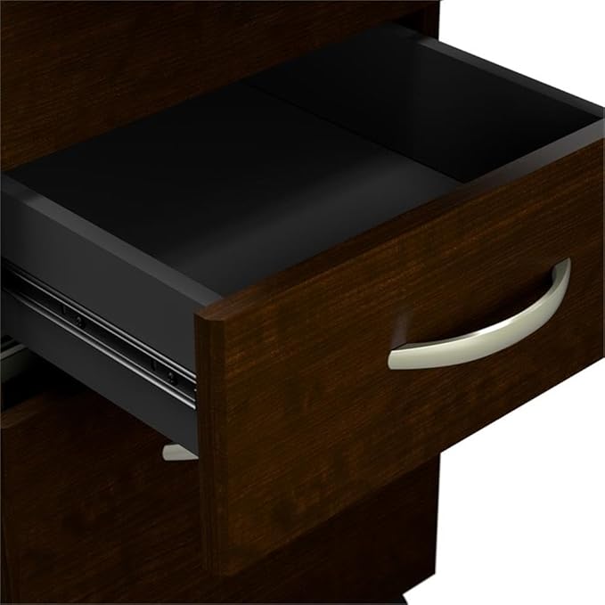 Bush Business Furniture Arrive 3 Drawer Mobile File Cabinet - Assembled in Mocha Cherry, Rolling Document Storage for Reception Area or Professional Office