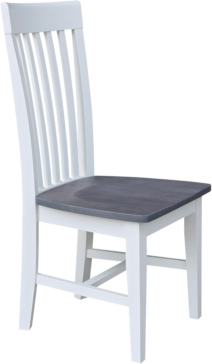 International Concepts Set of Two Tall Mission Chairs, White/Heather gray
